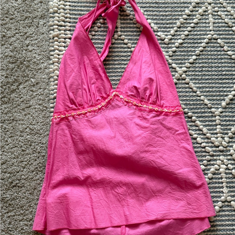 Halo Pink Chemise with Halter Neck